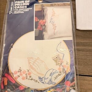 Embroidery Prayer Hands Pillow Cases - White